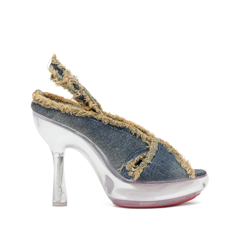 Diesel Sandalen Peep Toe Denim Slingback Shoes Blue