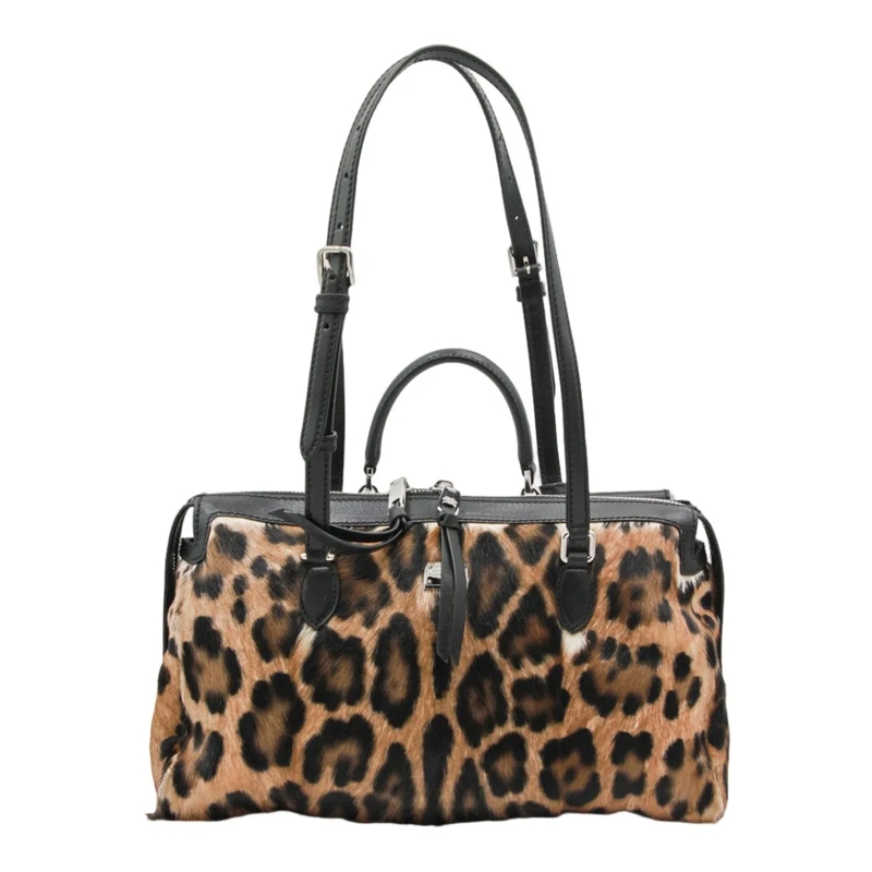 Dolce&Gabbana Schultertasche Leopard Print Bag With Adjustable Strap Black