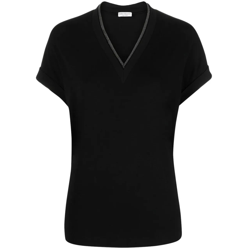 Brunello Cucinelli T-Shirt scollo v m/c black schwarz