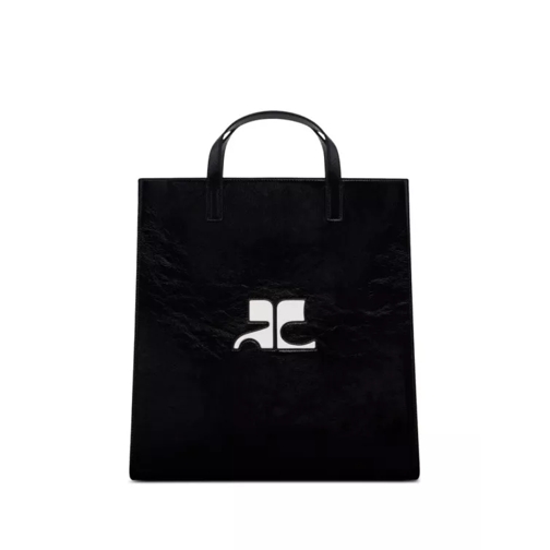 Courrèges Heritage Naplack Leather Tote Bag Black Sporta