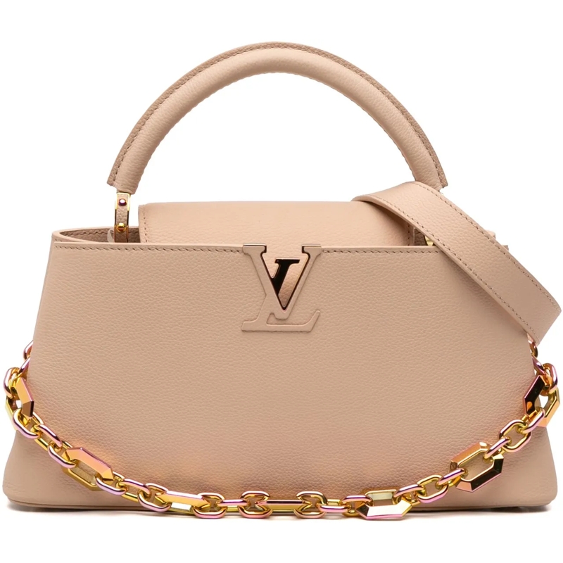 Louis Vuitton Schultertasche Grained Calfskin Capucines East West MM braun