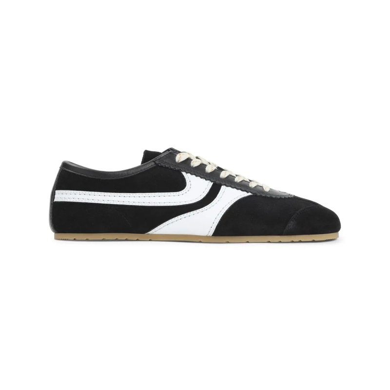 Dries Van Noten Sneaker basse Black Suede Sneakers With White Leather Accent And Black