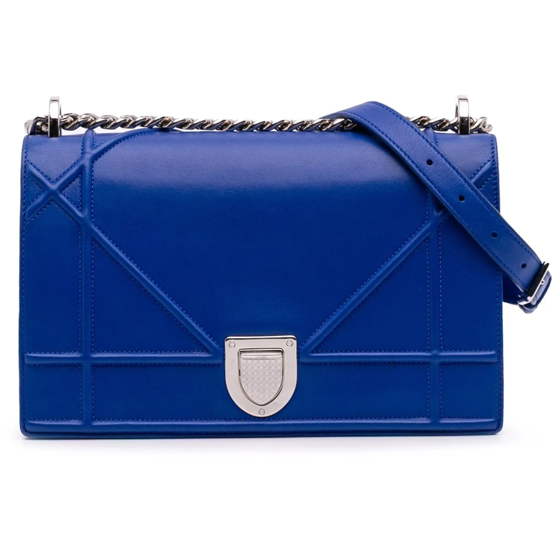 Christian Dior Schultertasche Medium Lambskin Diorama Flap blau