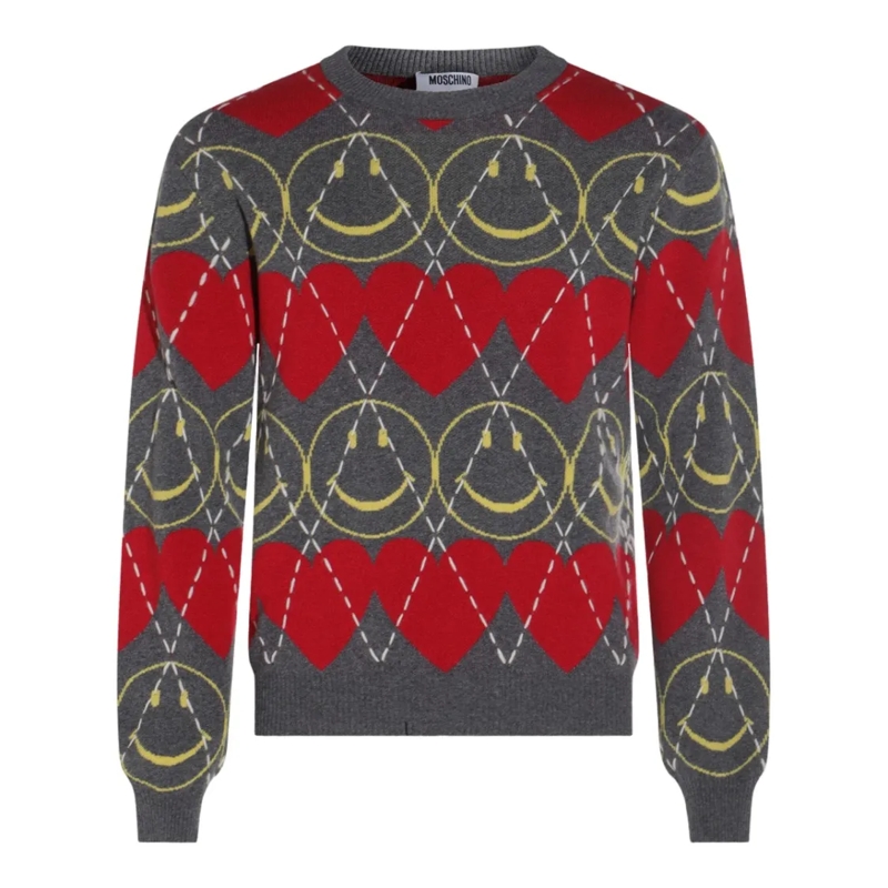 Moschino Trui Grey Sweater With Bold Heart Grey