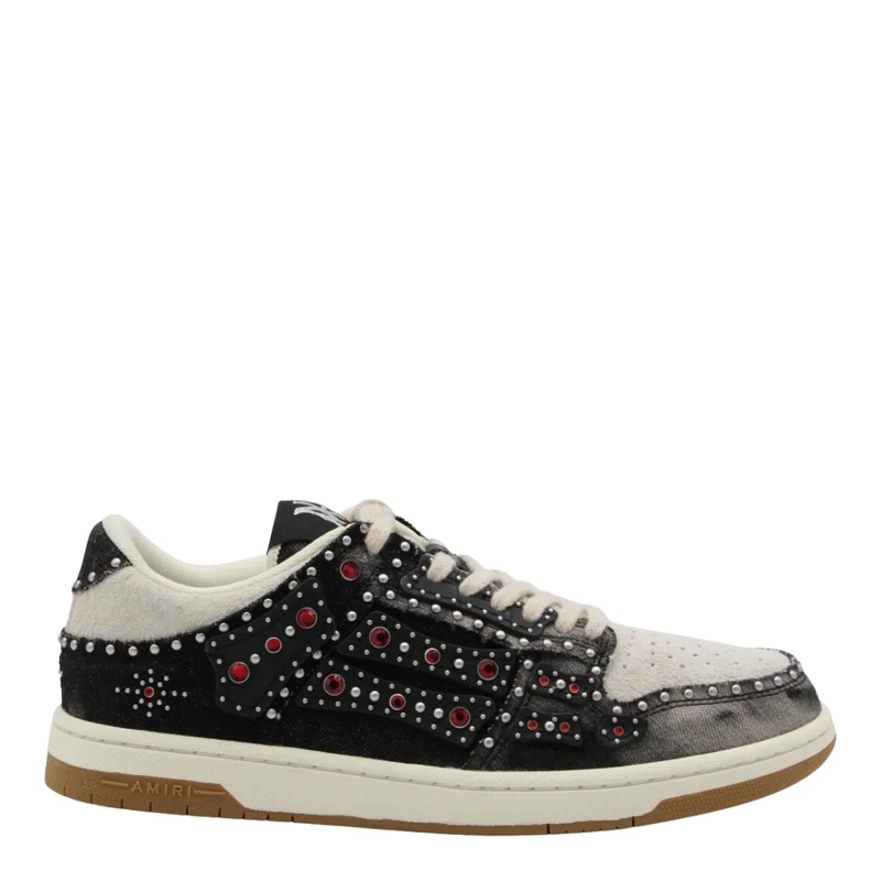 Amiri Lage-top sneaker Low-Top Distressed Sneakers With Silver Studs Black