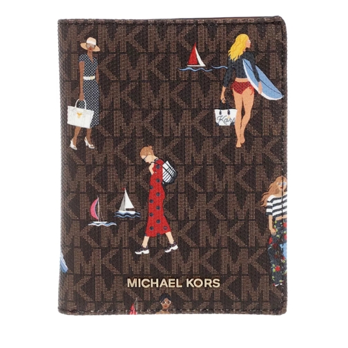 MICHAEL Michael Kors Bedford Travel Passport Multifunction Wallet Brown Multi Passfodral