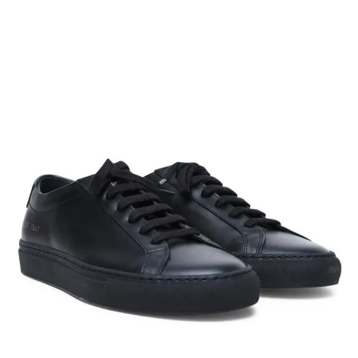 Common Projects Black Leather Achilles Sneakers Black låg sneaker