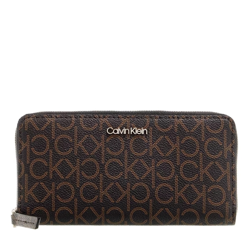 Calvin Klein Wallet Large Brown Mono Mix Portemonnaie mit Zip-Around-Reißverschluss