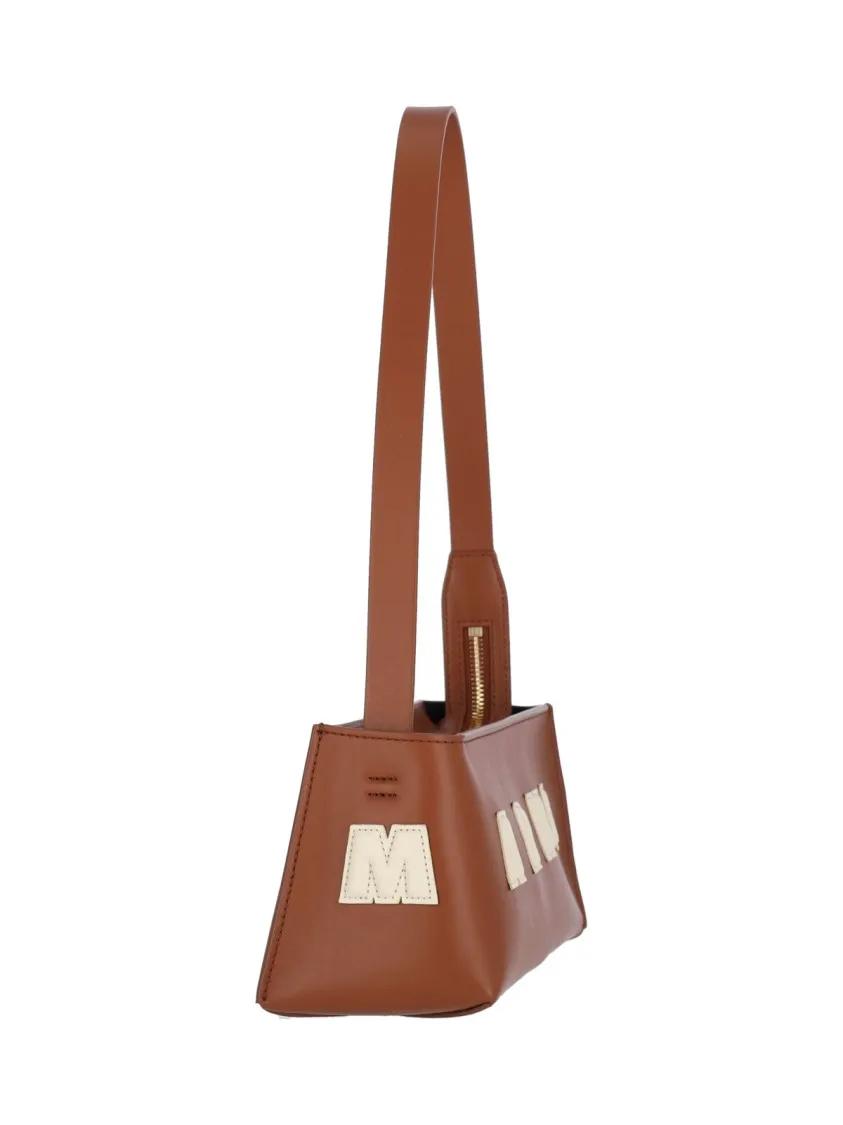 Marni Shoppers & Totes Brown Calfskin Leather Bora "Museo" Bag in bruin