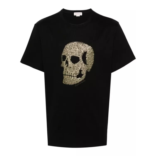 Alexander McQueen Skull Gold Print Black T-Shirt Black 