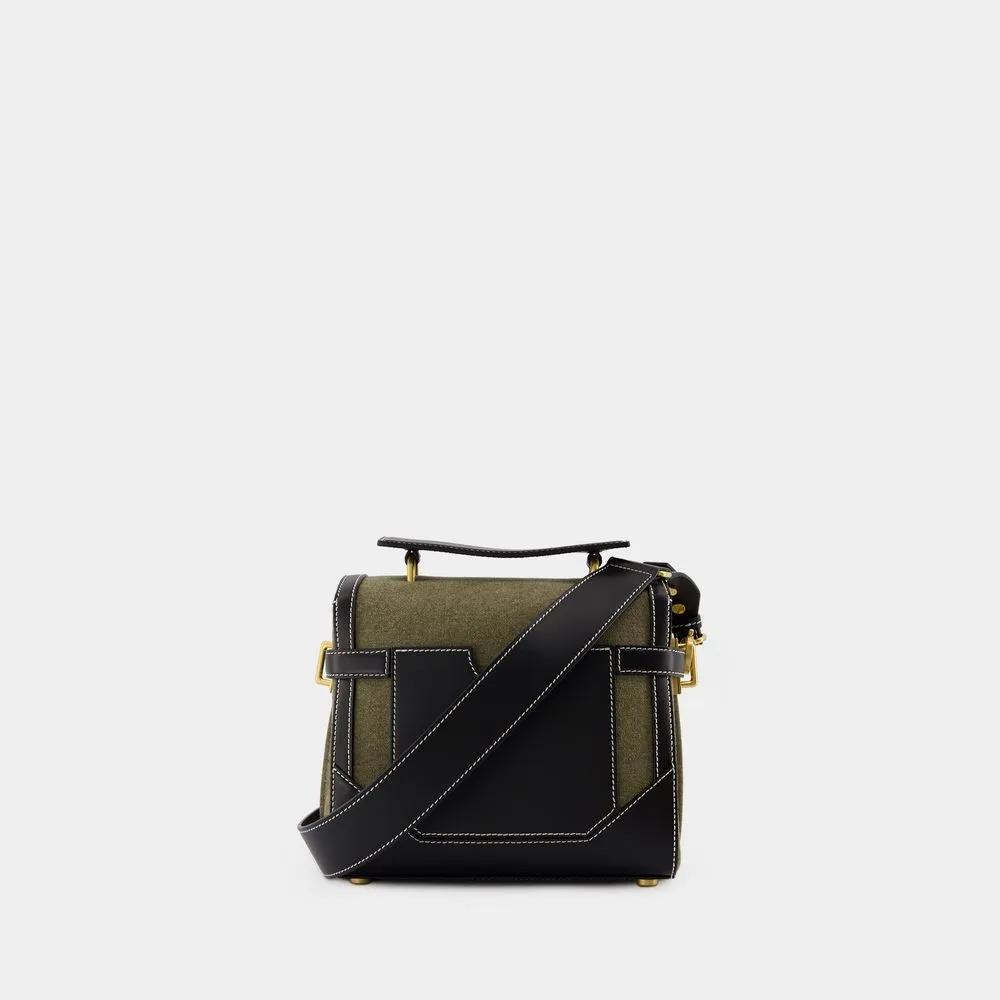 Balmain Shoppers B-Buzz 23 Crossbody Cotton Khaki Black in groen