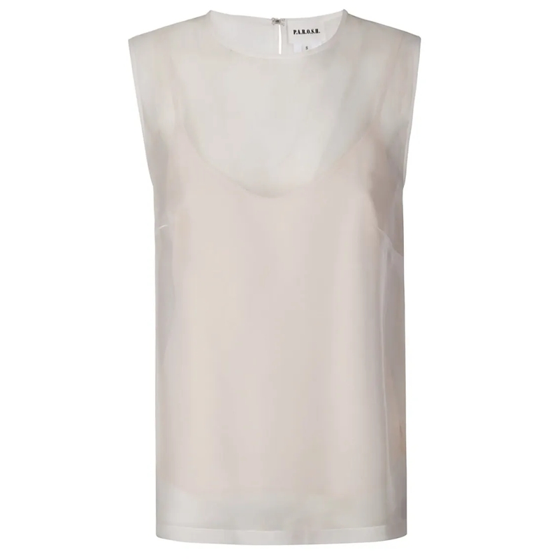 P.A.R.O.S.H. Chemisier Transparent Silk Shirt With Underlayer White