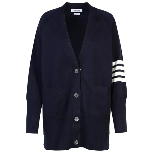 Thom Browne 4-Bar' Navy Cotton Cardigan Blue 