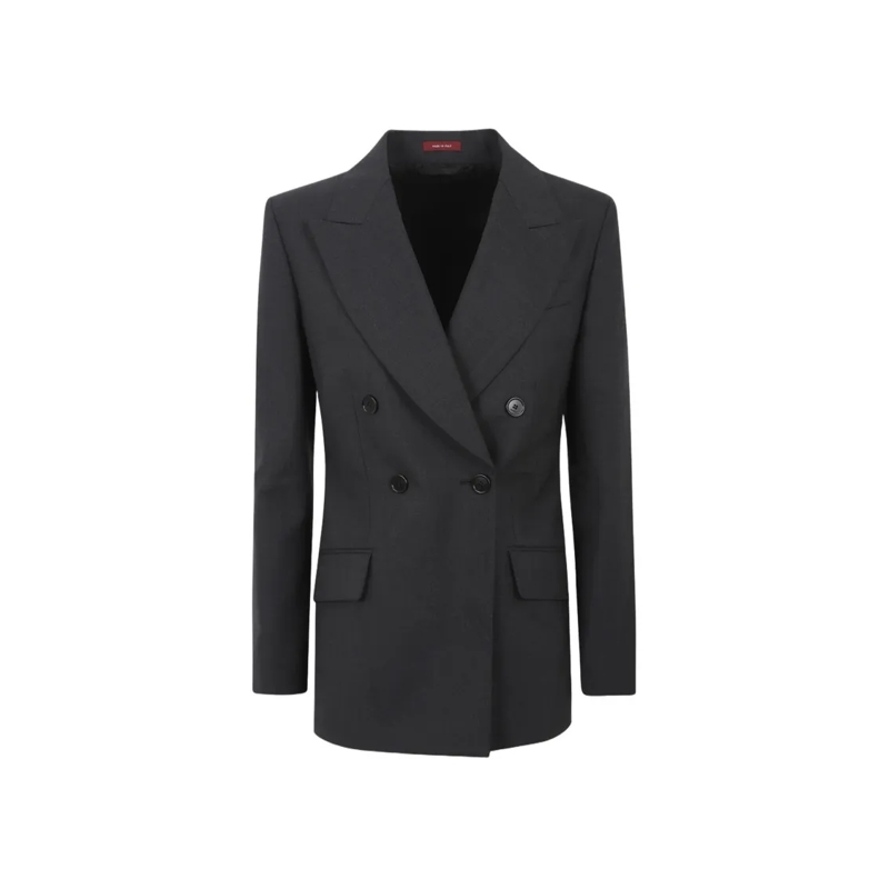 Gucci Blazer Double-Breasted Plain Wool Jacket Black