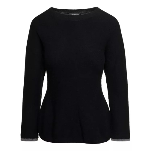 Fabiana Filippi Black Sweater With Rhinestone Detail In Cashmere Black 