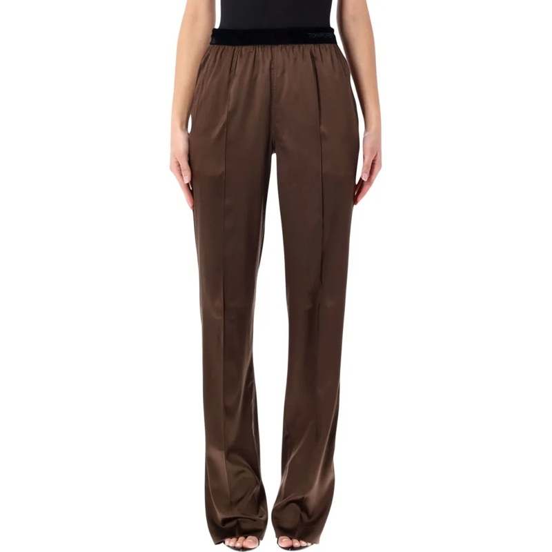 Tom Ford  Stretch Silk Satin Pj Pants Brown