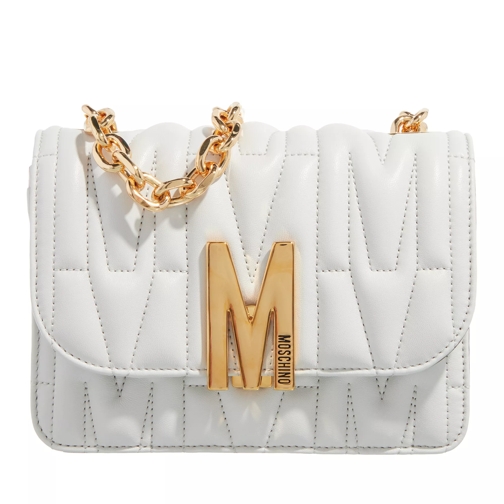 Moschino "M" Group Quilted Shoulder Bag White Borsetta a tracolla