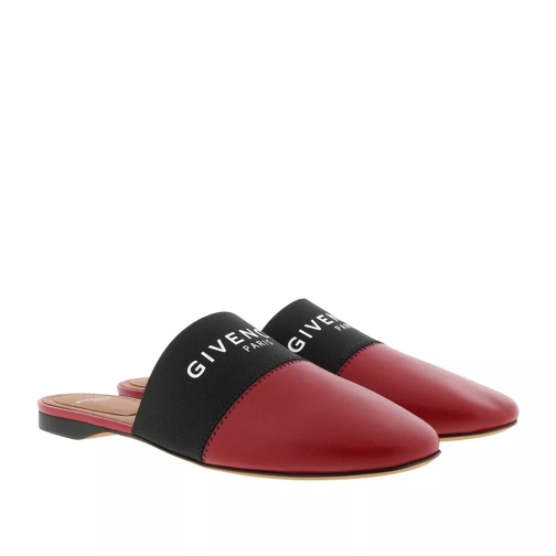 Givenchy Logo Slip Mules Leather Dark Red Slip-in skor
