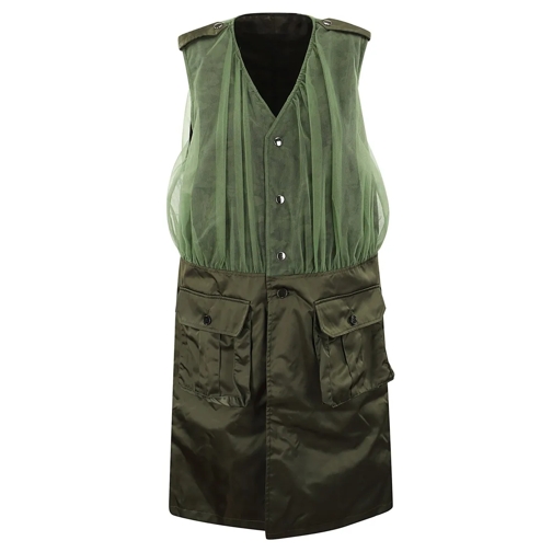 Comme des Garcons Übergangsjacke Reversible Sleeveless Vest With Tulle Insert Green