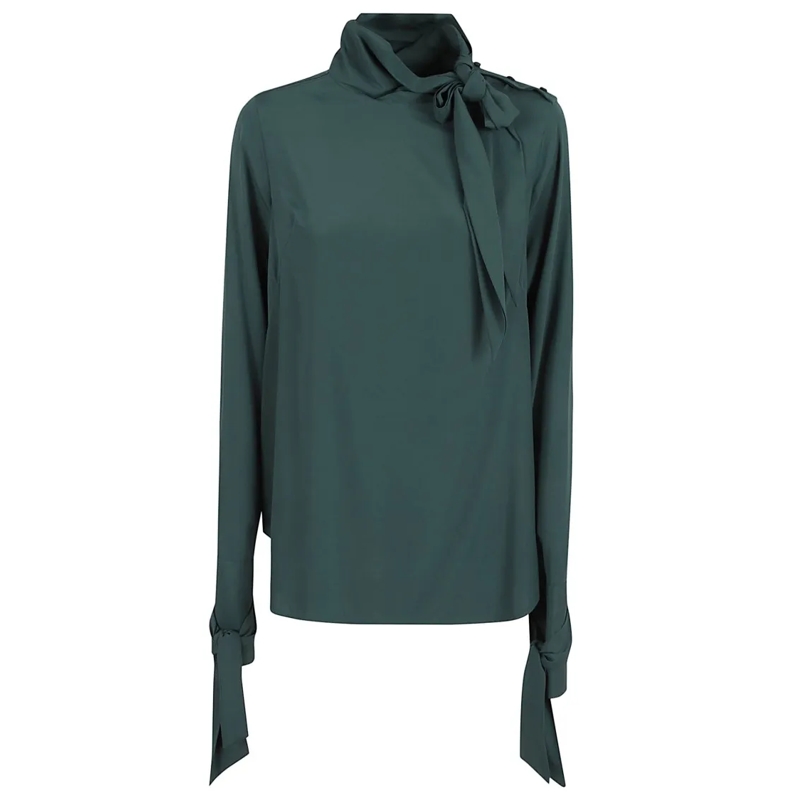 Ermanno Scervino Blouse Silk Blouse With Tied Bow Detail Green