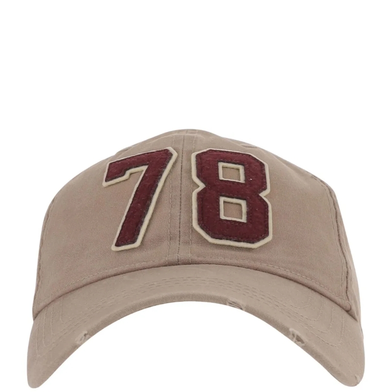 Golden Goose Hut Cotton Baseball Cap With Bold Textured Numbers Pink