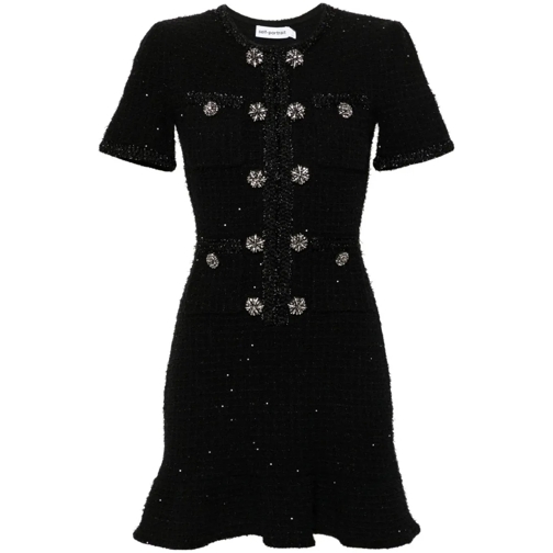 Self Portrait Black Sequin-Embellished Mini Dress Black Mini-Kleider