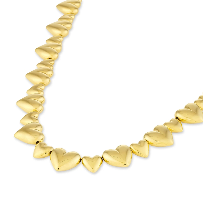 Copenhagen Mittellange Halskette Edelstahl Puffy Hearts gold(Image 3)