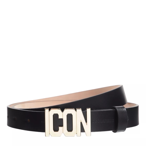 Dsquared2 Icon Belt Leather Black/Gold Cintura in pelle