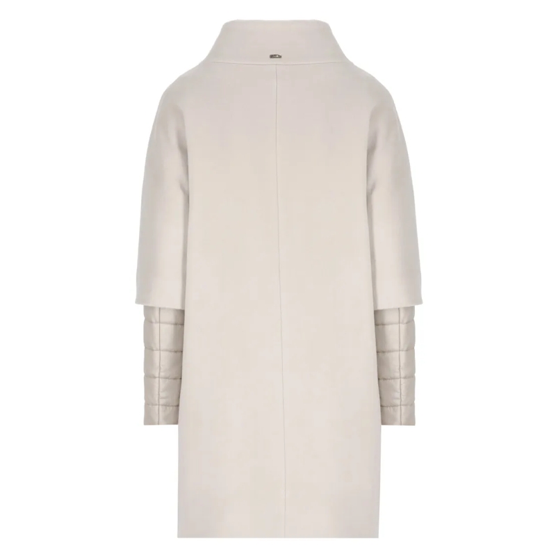 Herno Manteau de transition High Neck Beige Virgin Wool Coat Neutrals