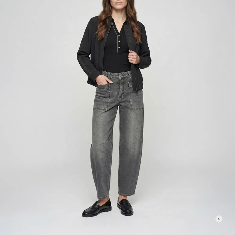 Marc Aurel Barrel-Jeans Diese Barreljeans interpretiert den Utility-Look a schwarz(Image 2)