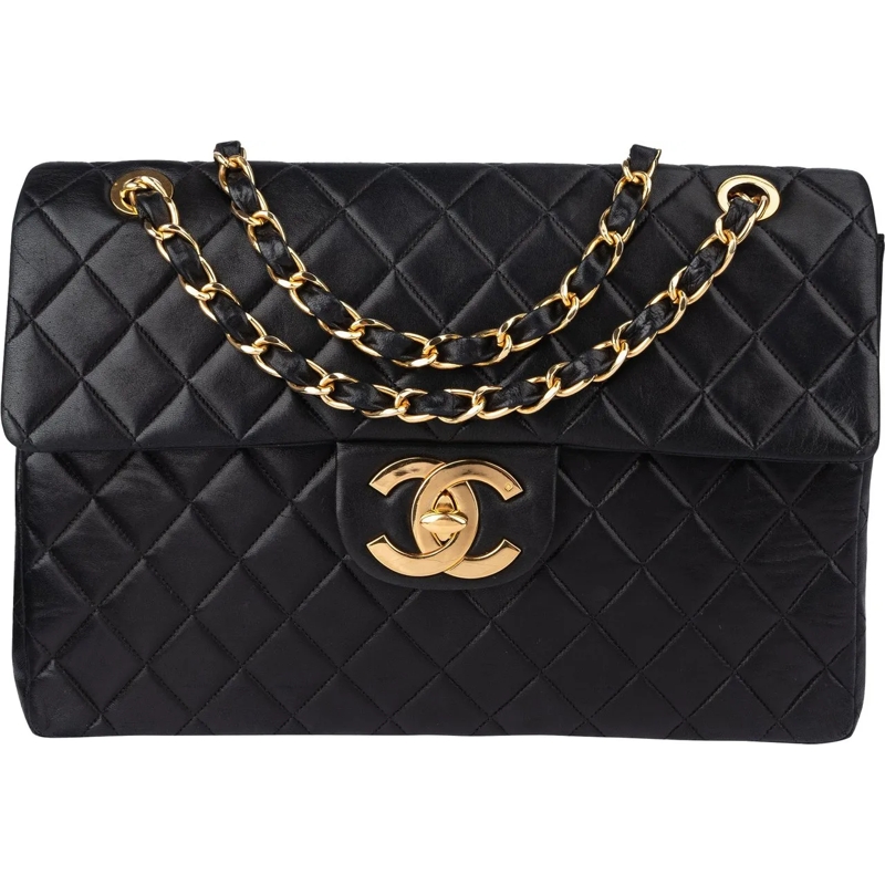 Chanel Tote Chanel Quilted Lambskin 24K Gold Maxi Single Flap  schwarz