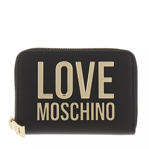 Love Moschino Portafogli Bonded Pu  Nero Portemonnaie mit Zip-Around-Reißverschluss