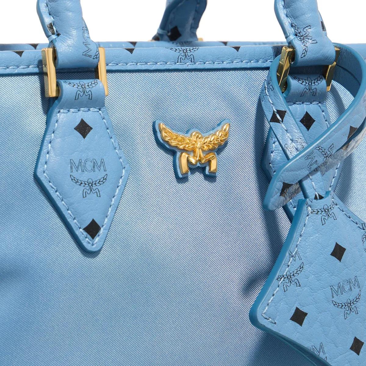 MCM Aren Shopper gemaakt van gerecycled nylon en leer met monogramprint Blue Dames