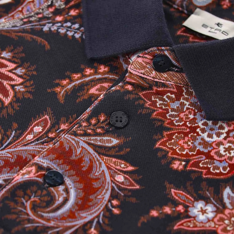 Etro Poloshirt Poloshirt mit Paisley-Muster schwarz(Image 3)