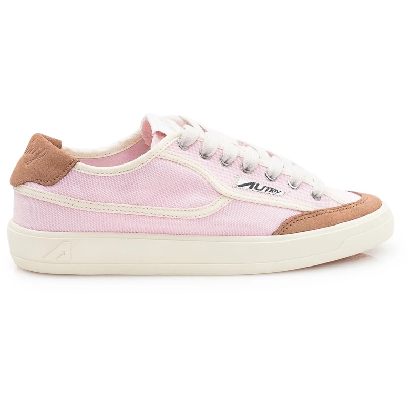 Autry International Low-Top-Sneaker Sneakers in Tela Rosa e Beige rose