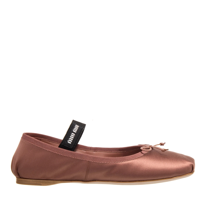 Miu Miu Ballerinas Satin Ballet Flats Cacao