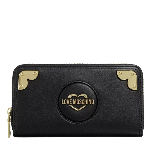 Love Moschino Slg Heart Corner Nero Portemonnaie mit Zip-Around-Reißverschluss