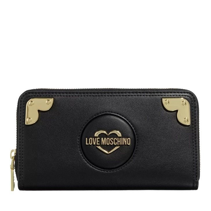 Love Moschino Slg Heart Corner Nero Portemonnaie mit Zip Around ReiBverschluss