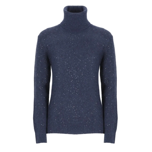 Fabiana Filippi Rollkragenpullover Blue Sweater With Paillettes Blue