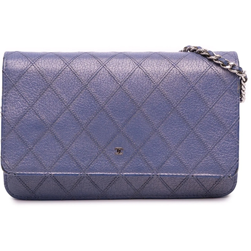 Chanel Sac à bandoulière CC Calfskin Double Stitched Wallet on Chain blau
