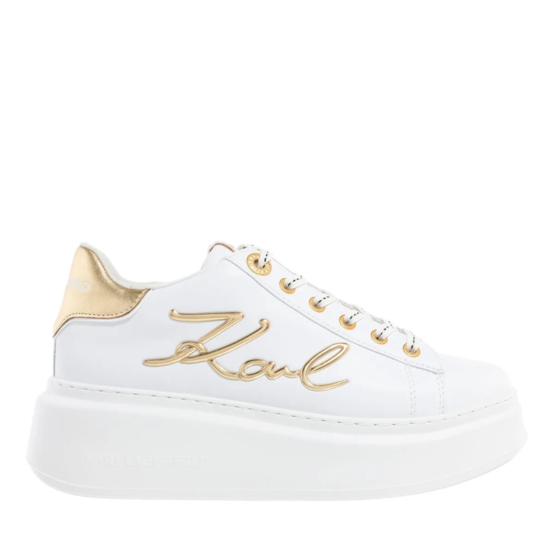 Karl Lagerfeld Platform Sneakers Anakapri Signia Lace Lthr White Lthr W/Gold