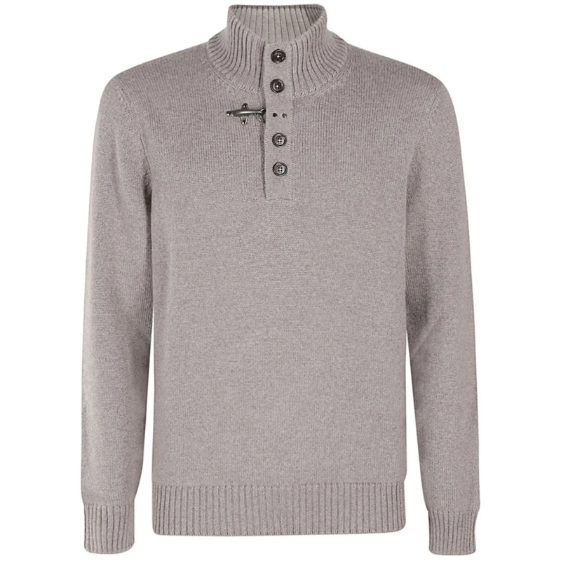 Fay Pull Beige High Neck Sweater Grey