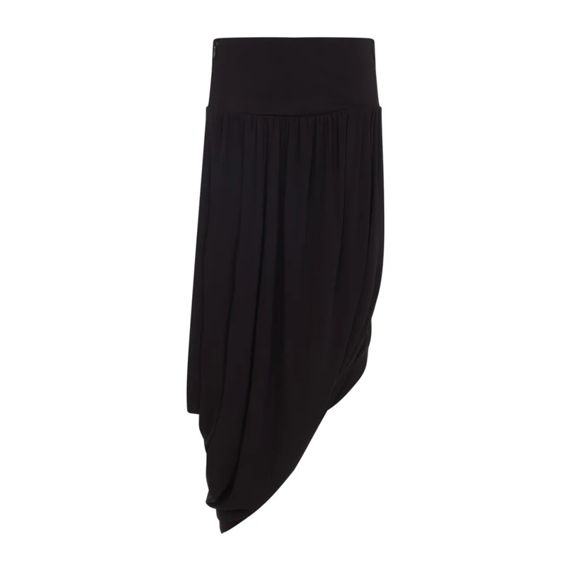 Alaia Midirok Draped Midi Skirt In Soft Viscose Blend Black