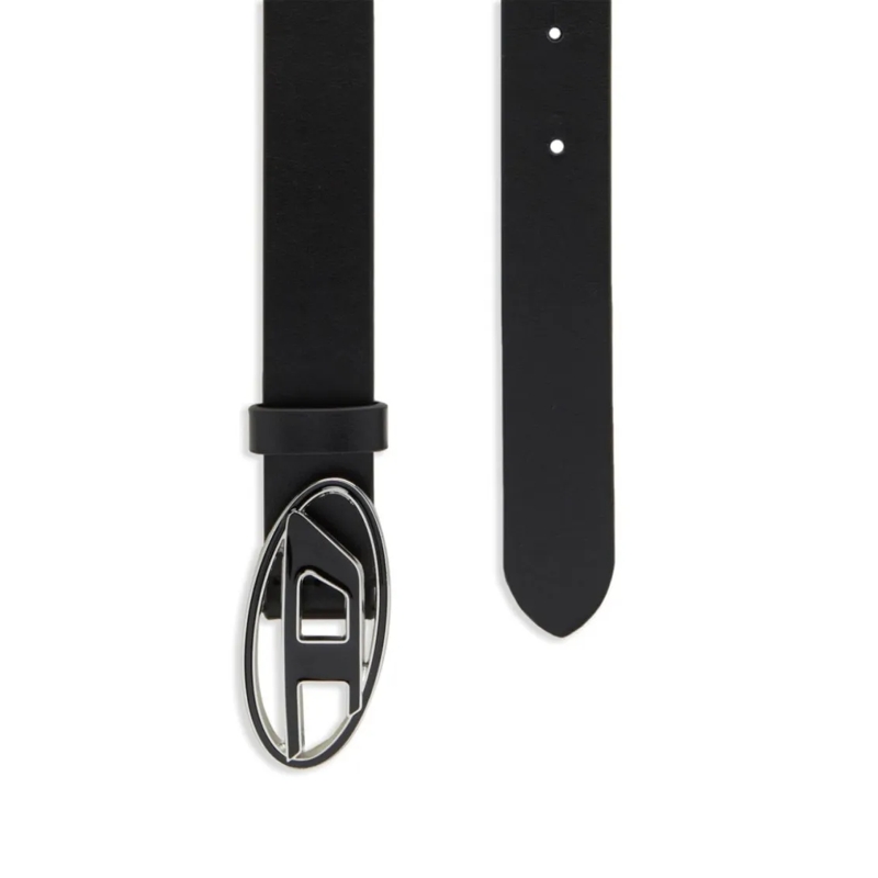Diesel Gürtel Black Belt With Oval Buckle Black