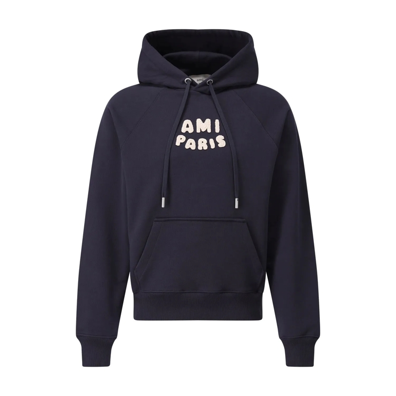 AMI Paris  Hoodie mit Logo-Stick Navy