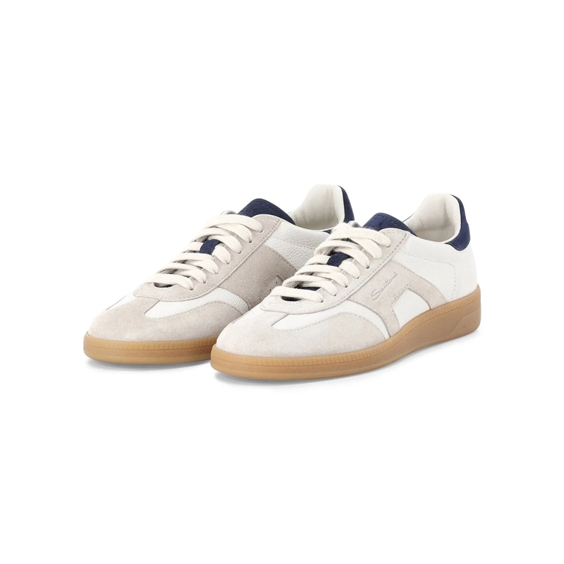 Santoni Schnürschuhe Sneaker aus Leder weiß