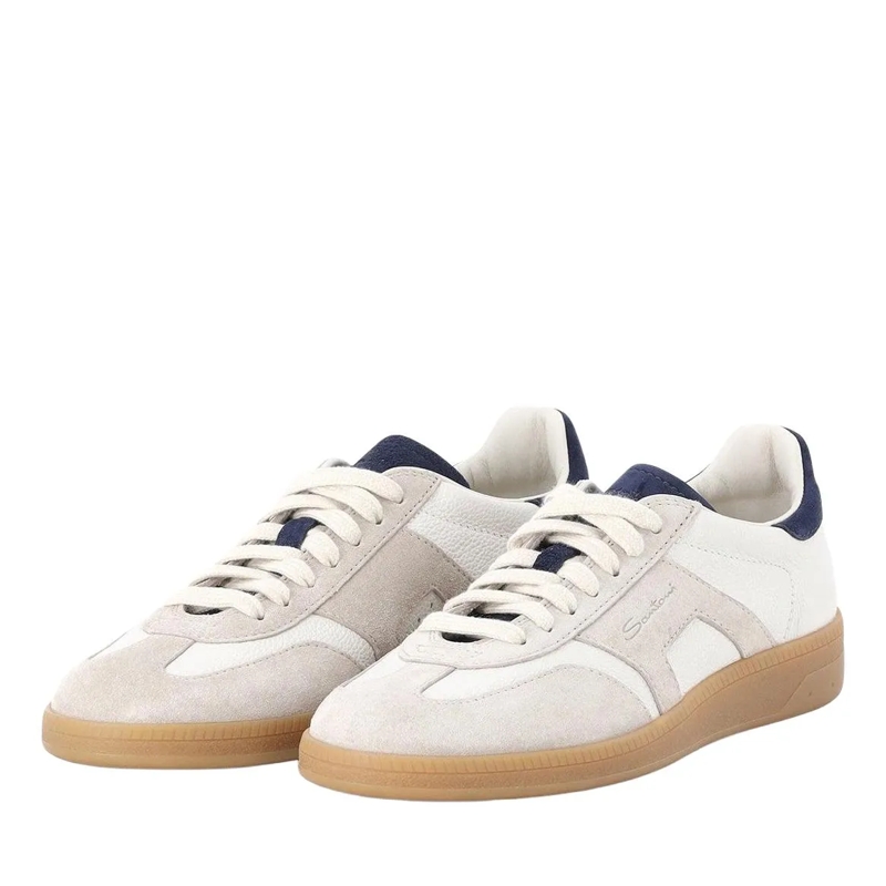 Santoni Schnürschuhe Sneaker aus Leder weiß