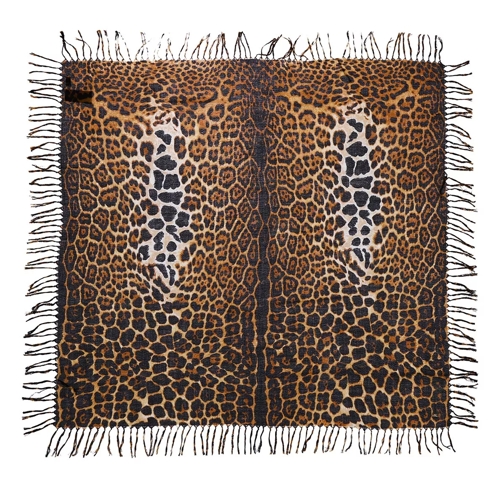 Saint Laurent Leopard Print Scarf Beige/Black Tunn sjal