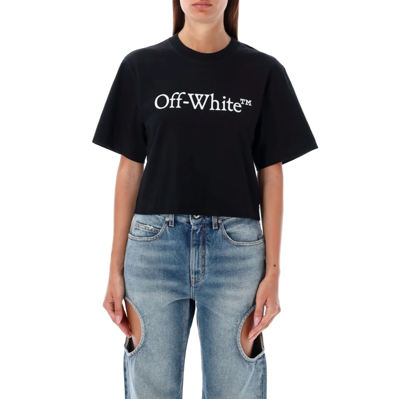 Off-White T-shirt Big Logo Cropped T-Shirt Black