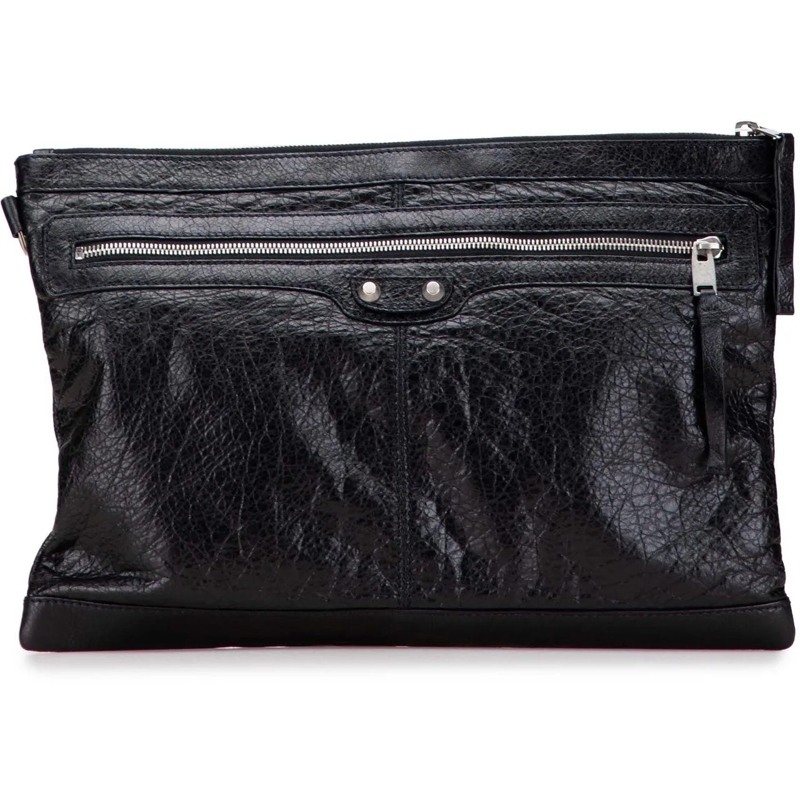 Balenciaga Clutch Lambskin Motocross Classic Clip L Clutch schwarz